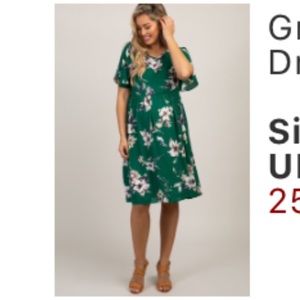 Green floral Pinkblush maternity dress.